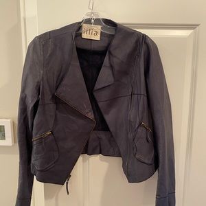 Illia leather jacket in navy